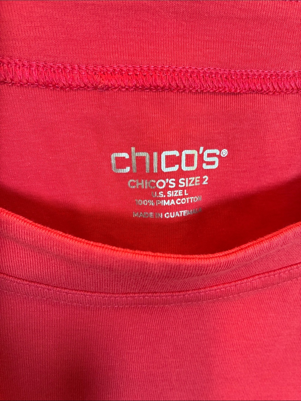 Chico's Scoop Neck Long Sleeve Top - Coral Red - Picture 2 of 8